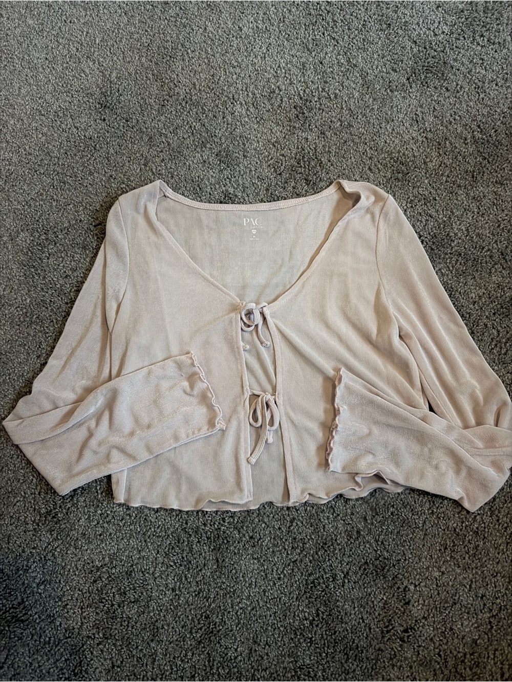 PacSun Pale Pink Tie-Front Cropped Cardigan